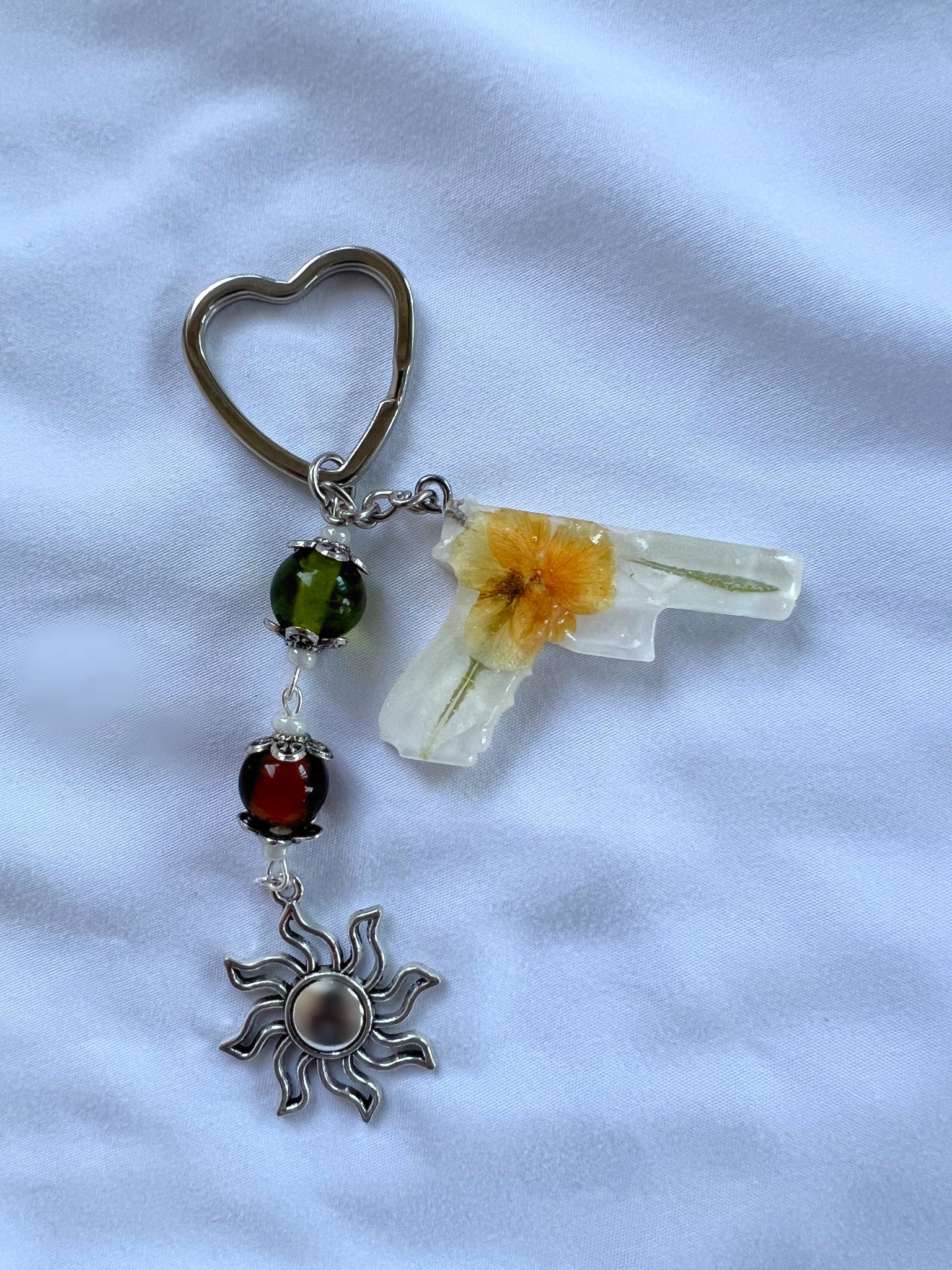 orange hydrangea gun keychain